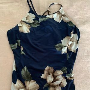 Blue floral Maxi dress with leg slits